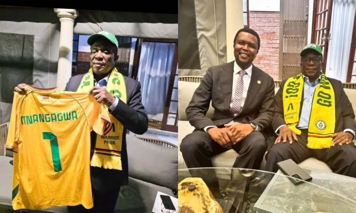 Pictures: ZIFA Gifts New Warriors AFCON Jersey to President Mnangagwa