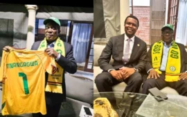 Pictures: ZIFA Gifts New Warriors AFCON Jersey to President Mnangagwa