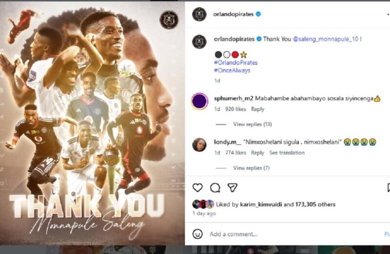 FAREWELL: Another big name left Orlando Pirates after five years