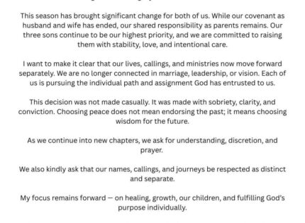 STATEMENT: Passion Java and his wife Lily divorces