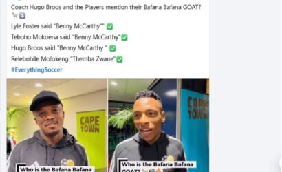 Teboho Mokoena picks Benni McCarthy as Bafana GOAT: Mofokeng disagrees