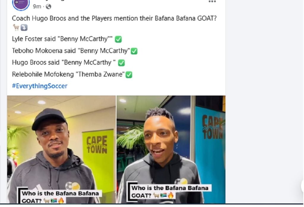 Teboho Mokoena picks Benni McCarthy as Bafana GOAT: Mofokeng disagrees