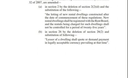 Government removes rent controls on new housing projects for 25 years