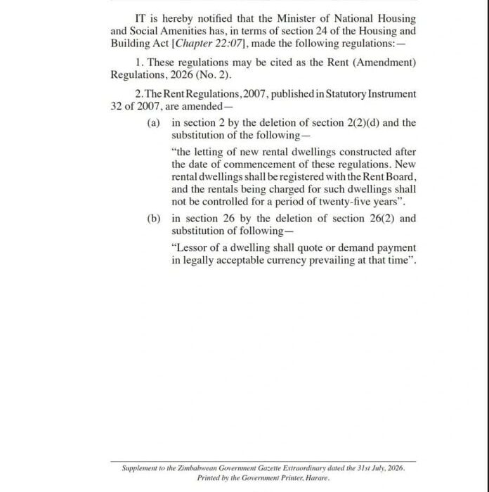 Government removes rent controls on new housing projects for 25 years