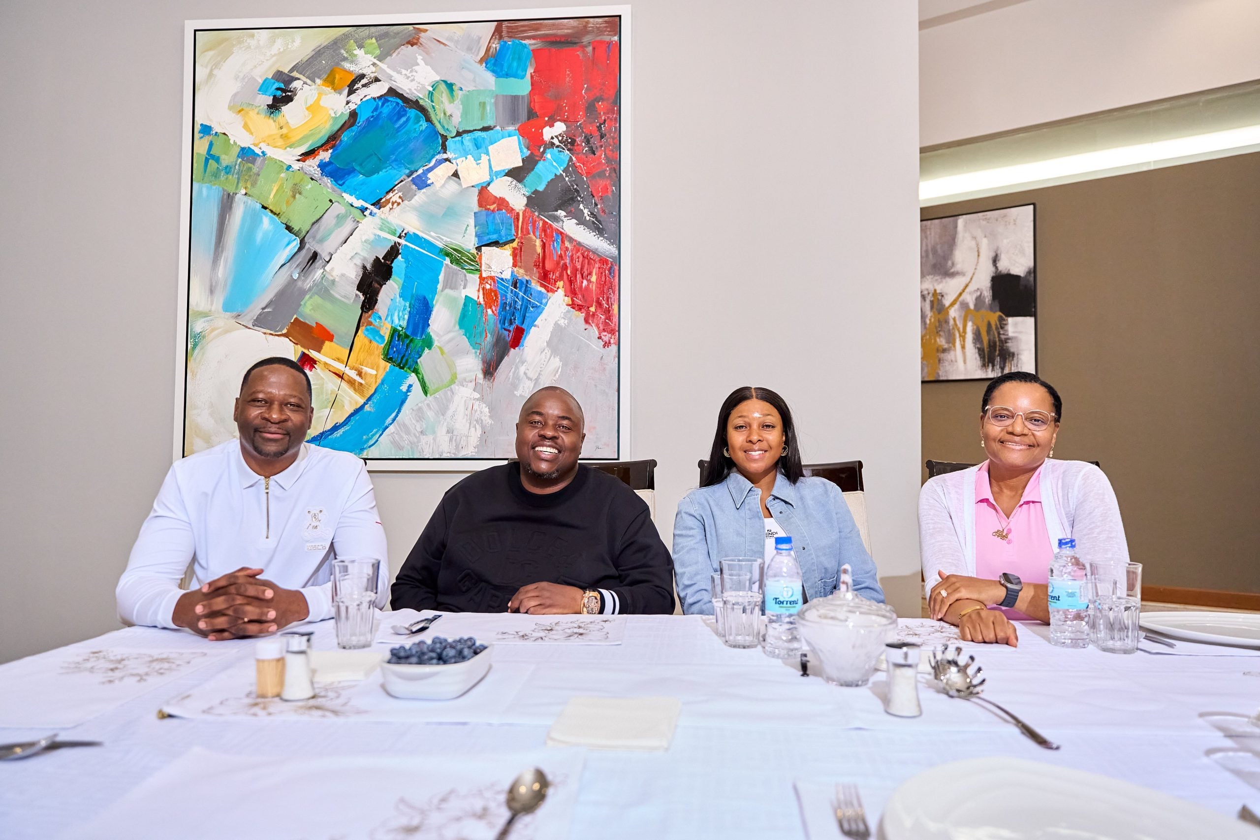 Wicknell Chivayo, his wife Lulu, Prophet Emmanuel Makandiwa and Prophetess Ruth Makandiwa share a moment during a dinner hosted by the UFIC leaders. Picture: Wicknell Chivayo/X (@wicknellchivayo)